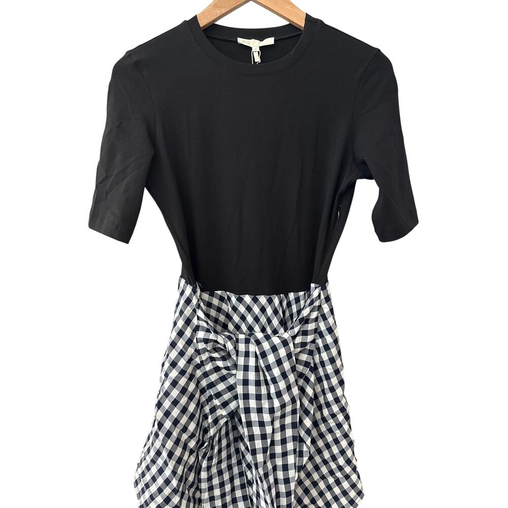 Maje Rapri Black & White Gingham Jersey & Skirt Midi Dress Size US Large (3) - Picture 12 of 12
